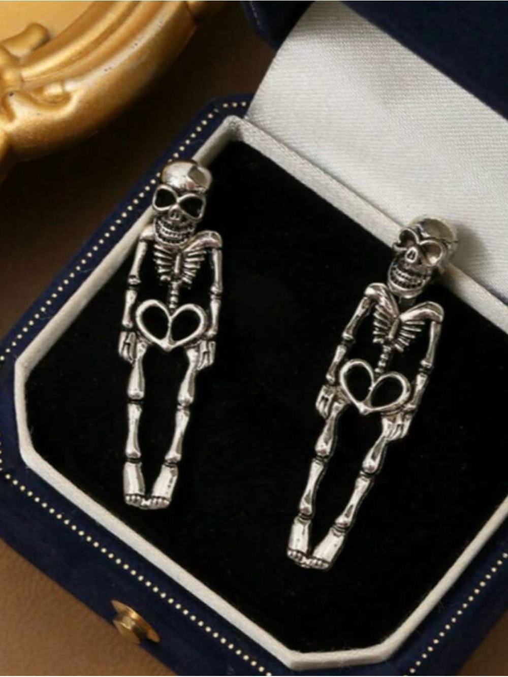 Gothic Skeleton Drop Earrings - Silver Gothic Statement